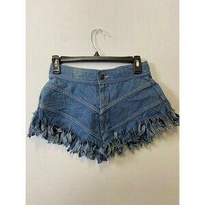 Vintage Ardee Girls Denim Fringe Skirt Size 11/12 100% Cotton 1990’s